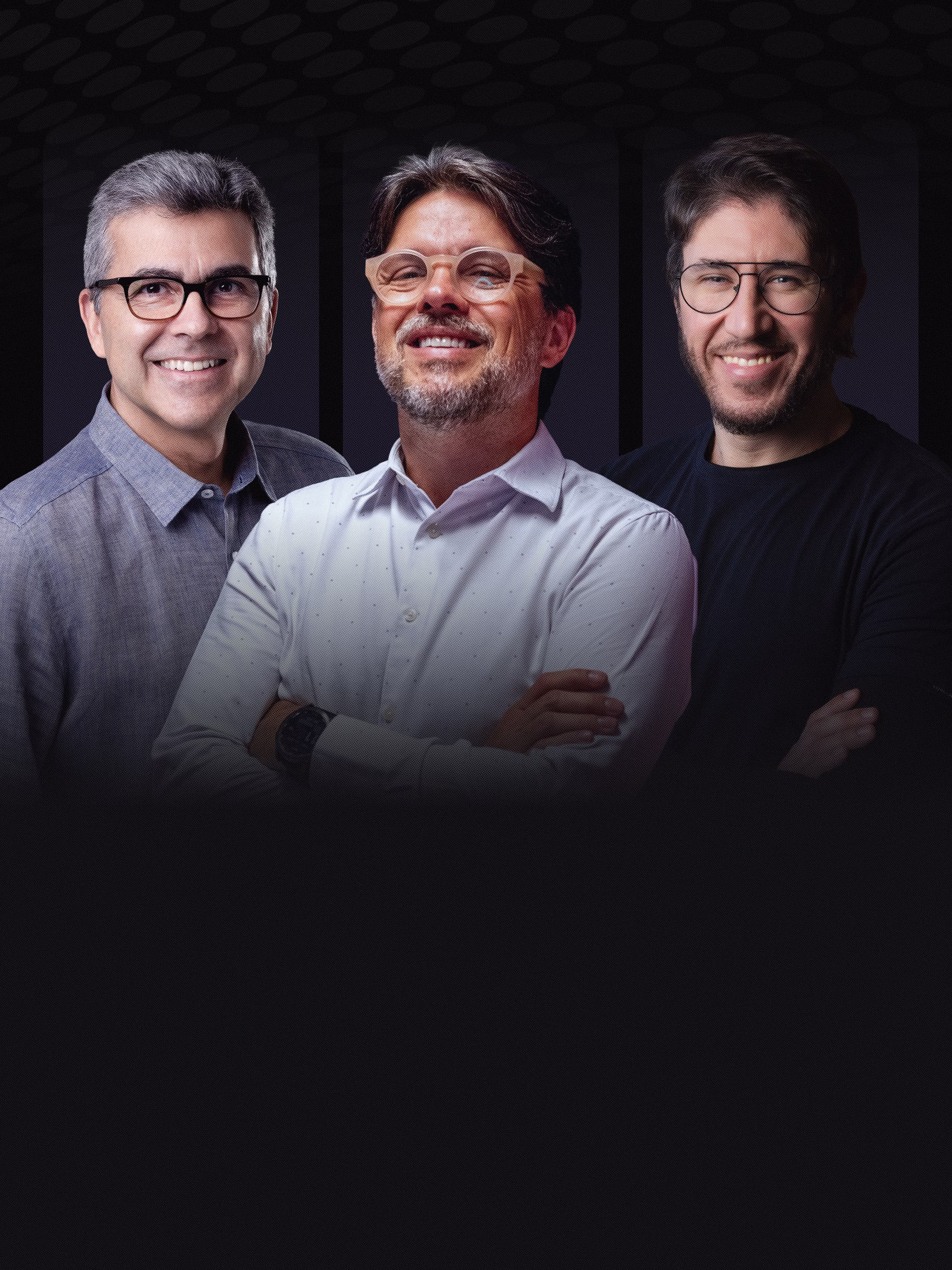 Retrato dos três anfitriões da imersão Gente no Centro